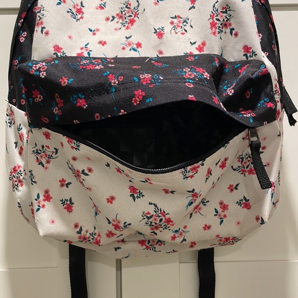 Vans Black and White Floral Print Backpack - Picture 6 of 7